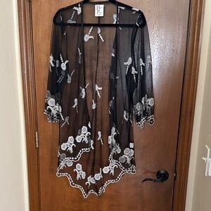 Black Sheer Embroidered Tunic by H&M